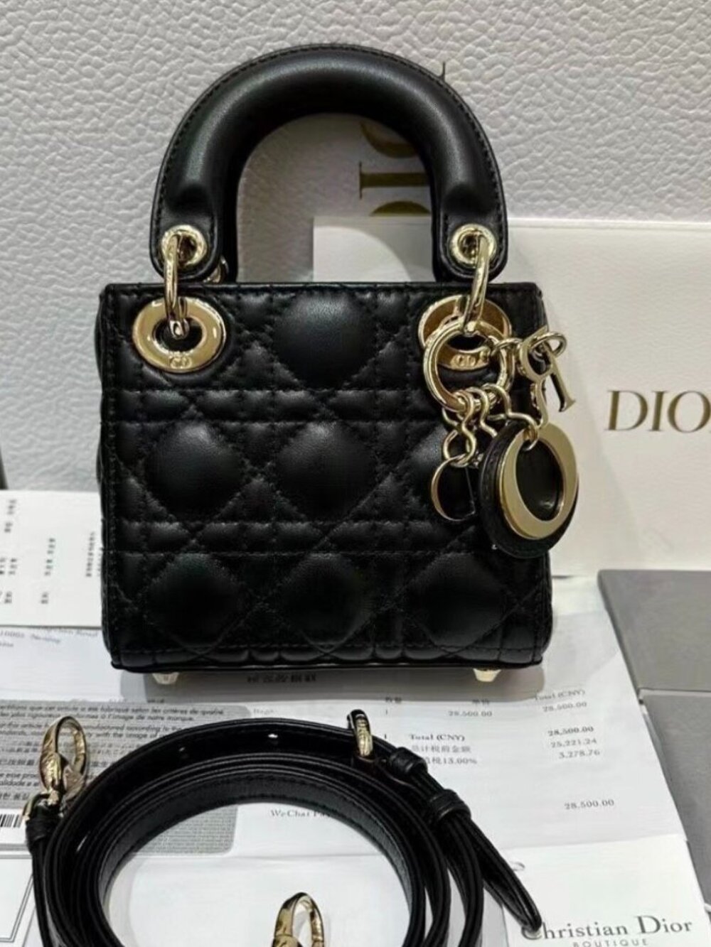 Dior Mini Lady Cannage Lambskin Bag Black